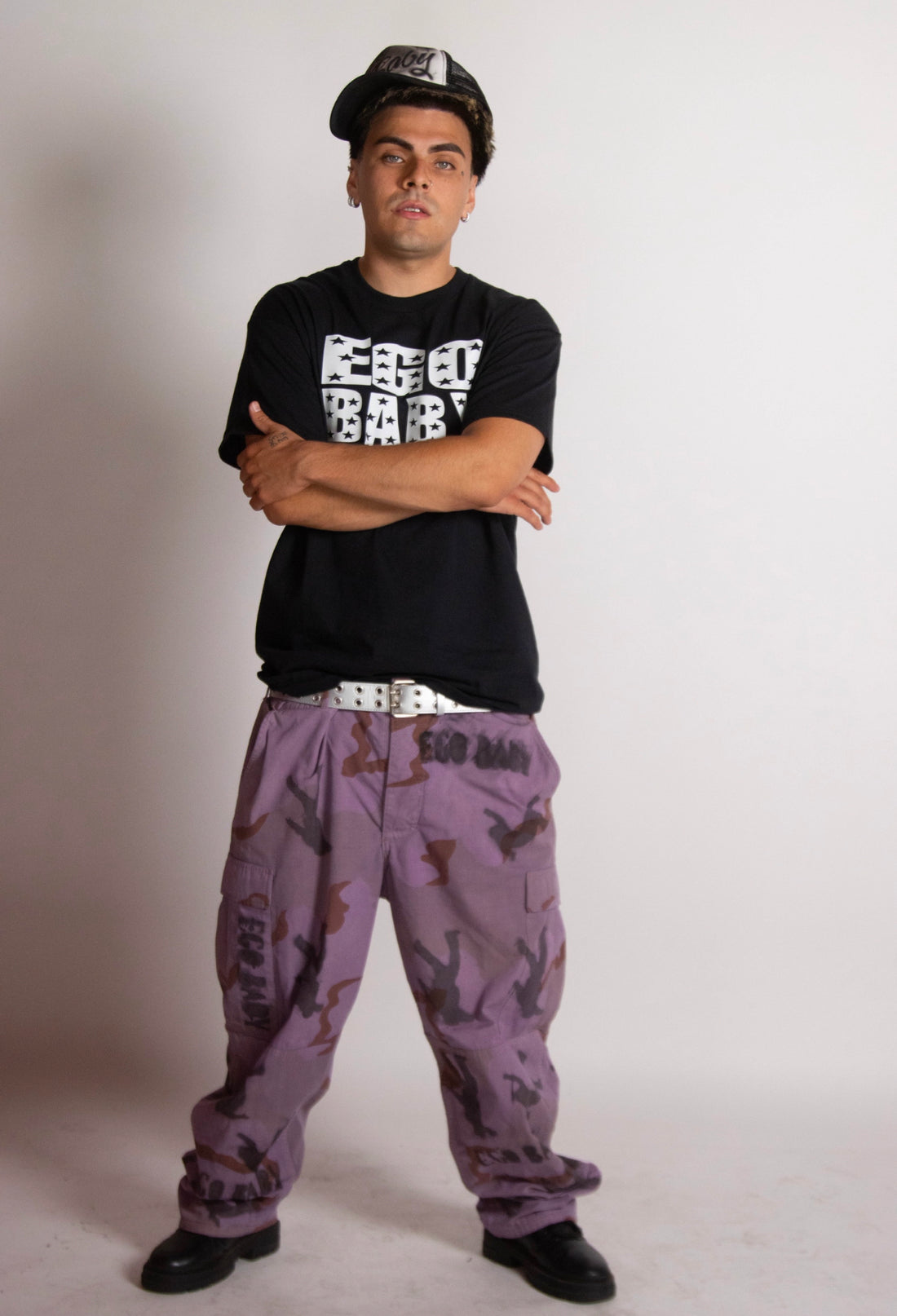 EGO BABY 1-1 purple camouflage cargo fall-guy pants